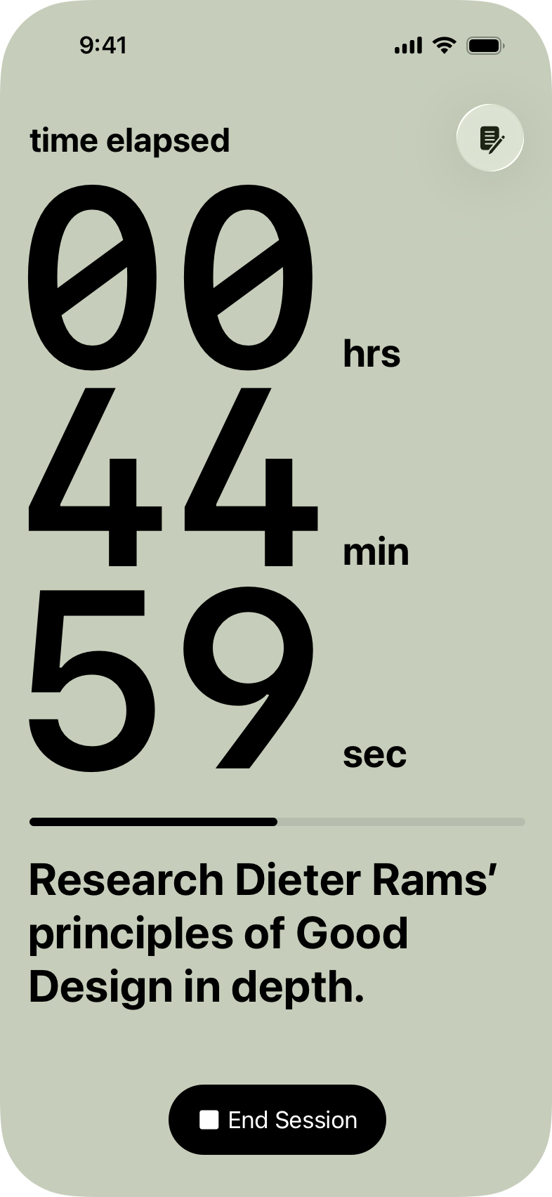 Daily Deep Work - Timer screen